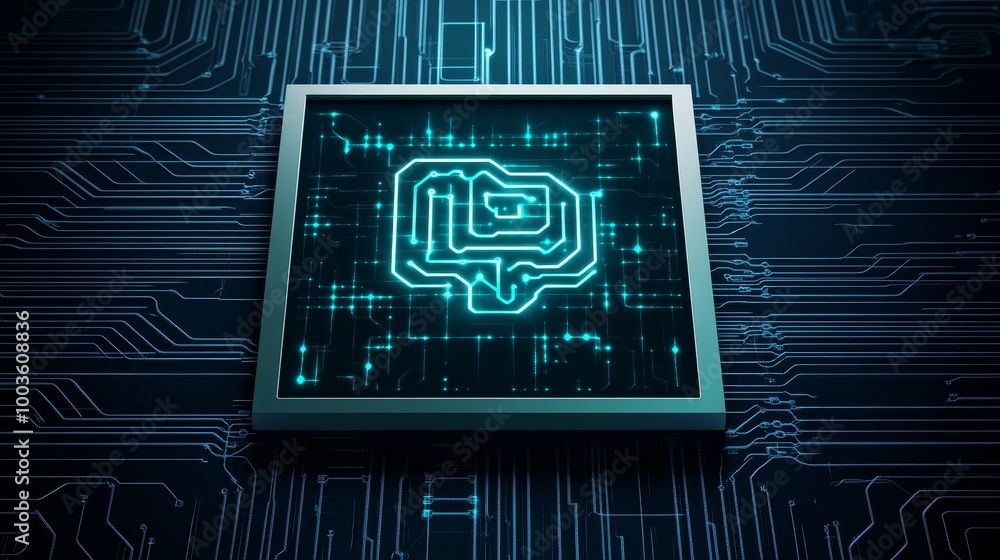 Poster artificial intelligence digital concept illustrating modern technology, innovative processes, and ne