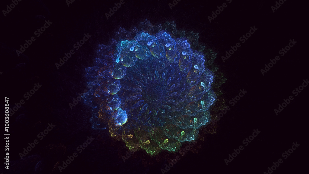 Poster 3d manual rendering abstract fantasy light fractal background. its not ai generatd illustration.