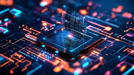 Artificial intelligence digital concept illustrating modern technology, innovative processes, and neural interfaces, showcasing machine learning and advanced 3D digital imagery in a futuristic setting