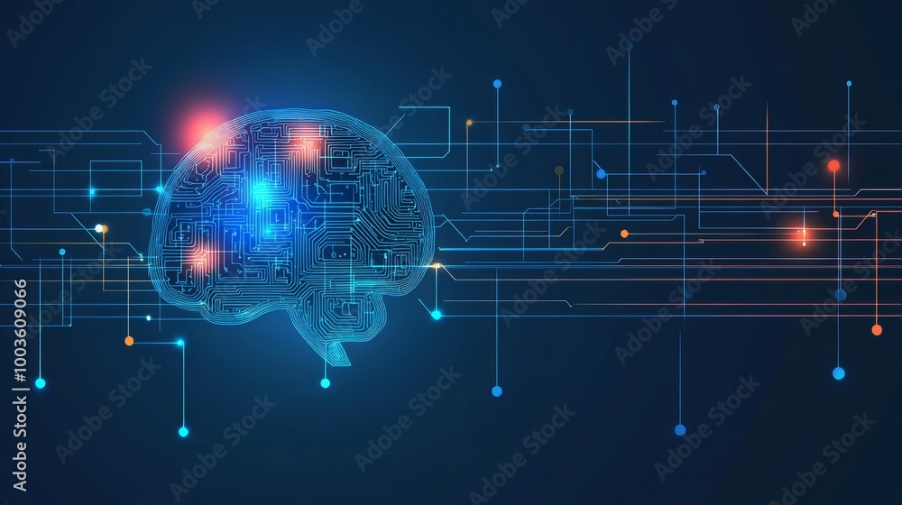 Poster artificial intelligence digital concept illustrating modern technology, innovative processes, and ne