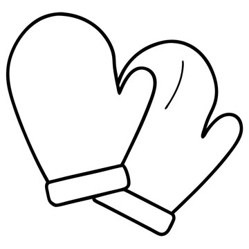 recommend clip art: Cozy Kitchen Mittens:  A simple, minimalist line drawing of a pair of kitchen mitts, perfect for adding a touch of warmth and functionality to your culinary designs. 
