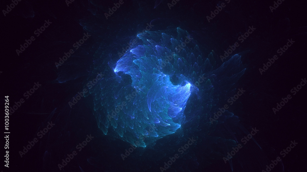 Poster 3d manual rendering abstract fantasy light fractal background. its not ai generatd illustration.