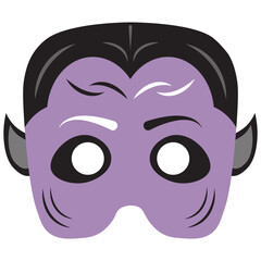 Halloween Mask Illustration with Cartoon Design. Isolated on White Background.