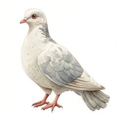 Naklejka premium White pigeon on a white isolated background.