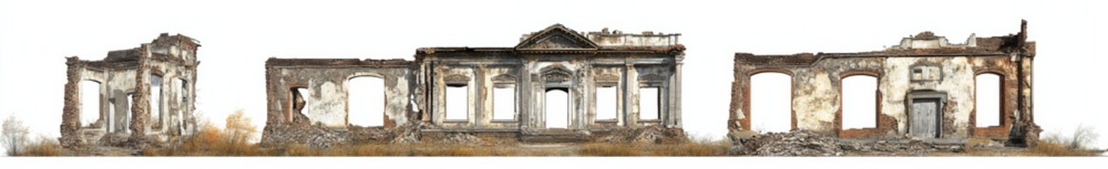 A PNG illustration of historical building remnants on a seamless transparent layer.