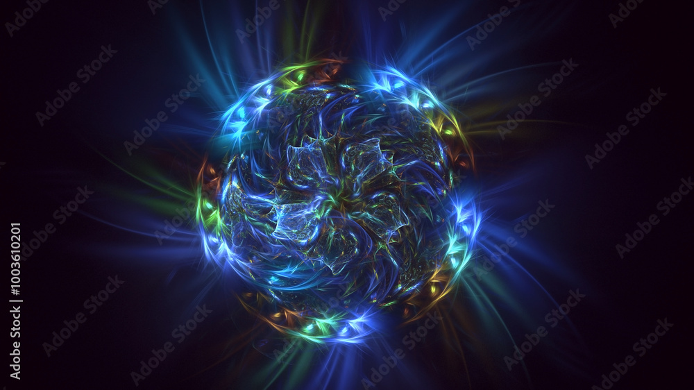 Aufkleber 3d manual rendering abstract circle light background. its not ai generatd illustration.