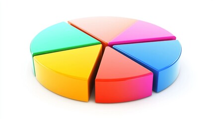 Obraz premium A vibrant financial pie chart illustrating a company's revenue breakdown, with colorful segments for different products, set against a clean white background for clarity.