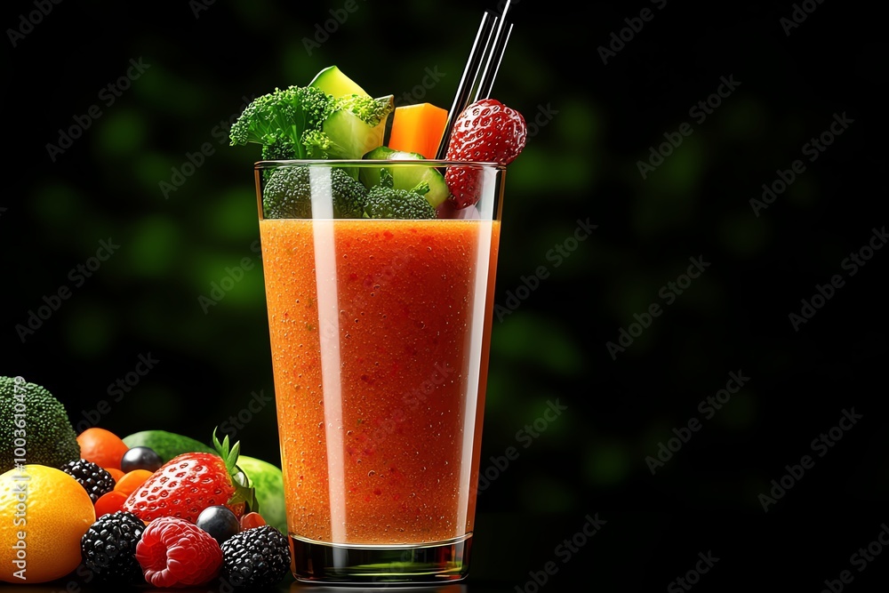 Aufkleber simple smoothie icon, showing a glass with a straw and a clean, abstract representation of fresh fru