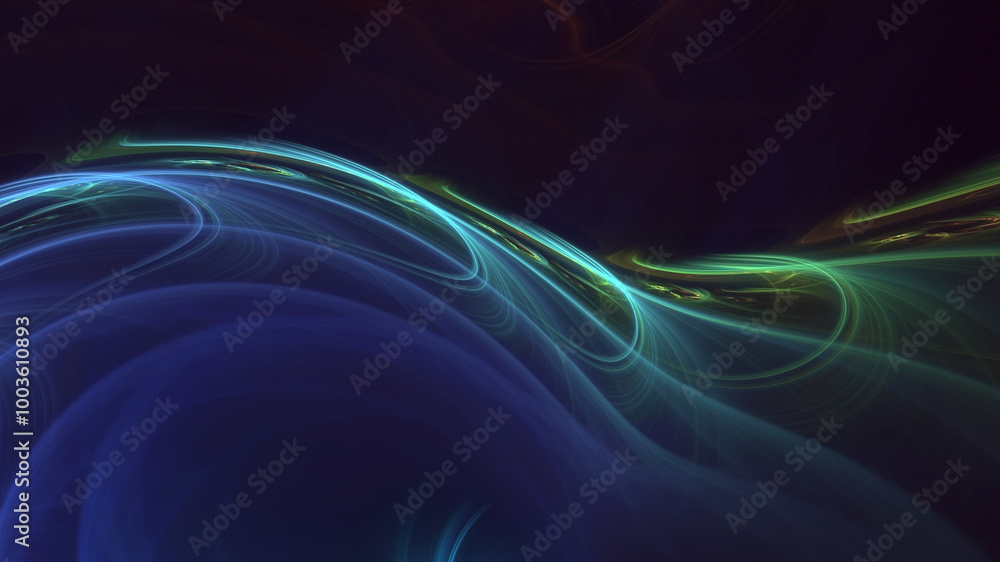 Poster 3d manual rendering abstract blue fractal light background. its not ai generatd illustration.