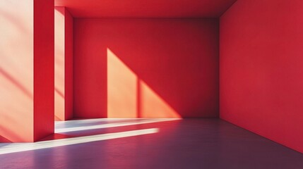 Obraz premium Bright Red Indoor Space with Dramatic Shadows