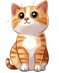 Obraz premium Adorable cartoon illustration of an orange tabby cat in PNG format.