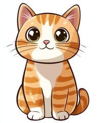 Obraz premium Delightful PNG depiction of a playful orange tabby cat in a cartoon style.