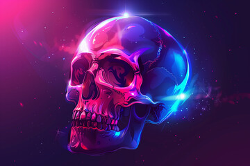 Neon glowing skull with vibrant colors cool halloween wallpapers

