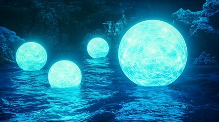 Glowing Spheres in Water