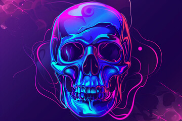 Neon glowing skull with vibrant colors cool halloween wallpapers

