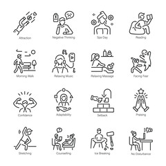 Fototapeta premium Set of Self Development Linear Style Icons
