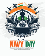 Indian Navy Day social media post banner template