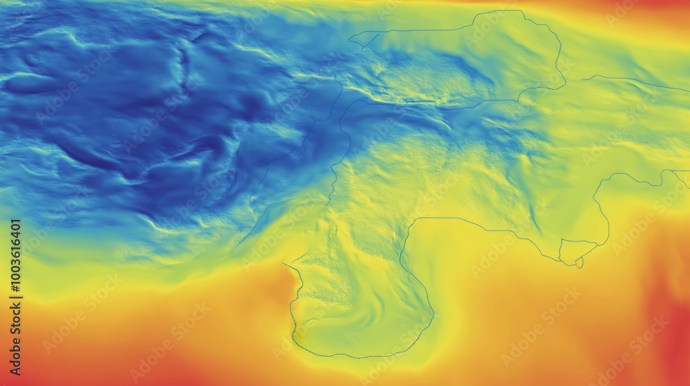 Fototapete generic thermal infrared heat allocation map 278, showcasing computer-generated data visualization f