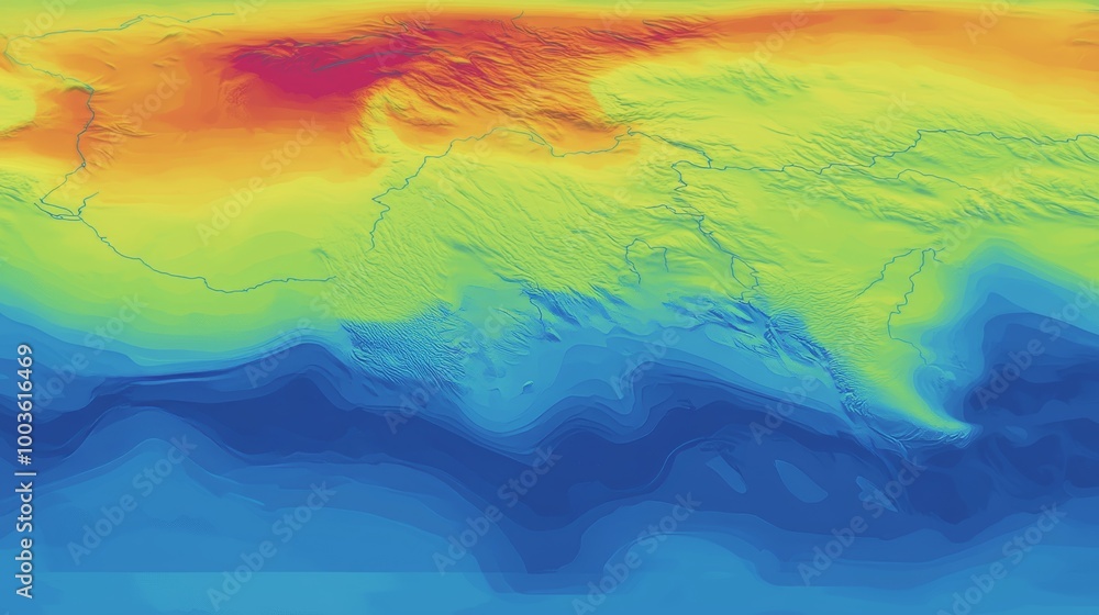 Fototapete generic thermal infrared heat allocation map 278, showcasing computer-generated data visualization f