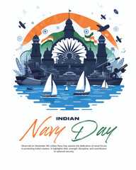 Indian Navy Day social media post banner template