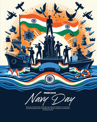 Indian Navy Day social media post banner template