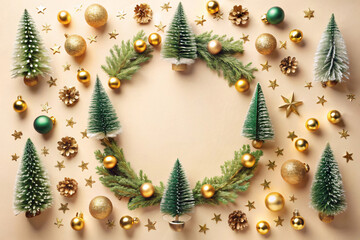 Cream Background with Christmas Ornaments