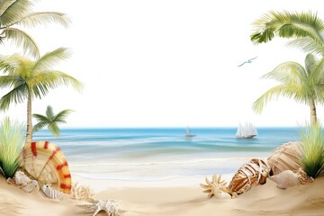 Obraz premium Summer beach scene in PNG format showcasing the beauty of nature.