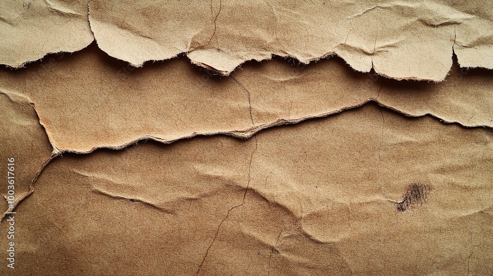 Aufkleber textured brown paper with torn edges and cracks