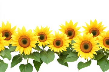 Fototapeta premium Sunflower border design in PNG format featuring Asteraceae blossoms.