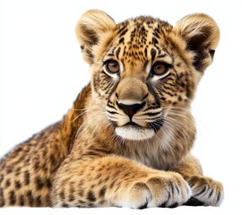 Fototapeta premium PNG image showcasing a serene portrait of a relaxed carnivorous animal.