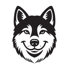 Canaan Dog Face Clipart Design - Dog Head Logo - Canaan Vector illustration in black and white
