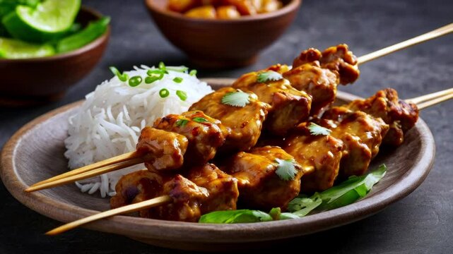 Chicken satay with peanut sauce