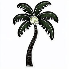 Tropical-inspired PNG sticker featuring a black coconut tree against a transparent backdrop.
