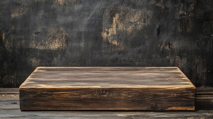 Rustic wooden podium with a natural finish, providing an earthy and organic backdrop for artisanal or handcrafted items