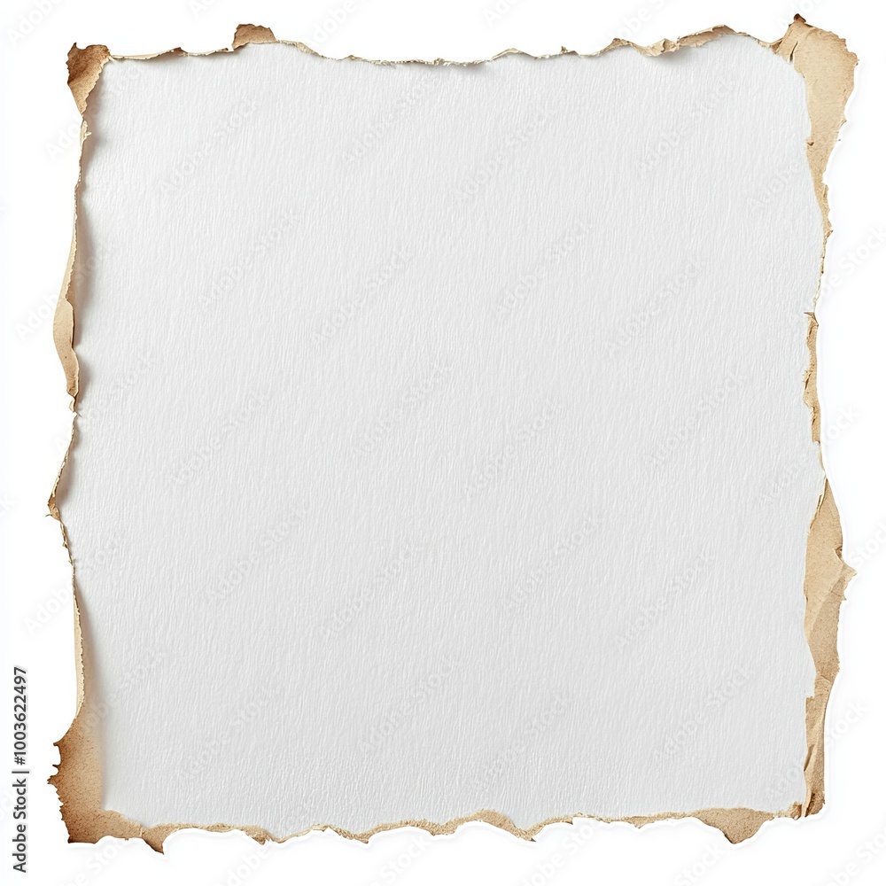 Poster cut-out design of torn paper in a square format, available as a png on a transparent backdrop.