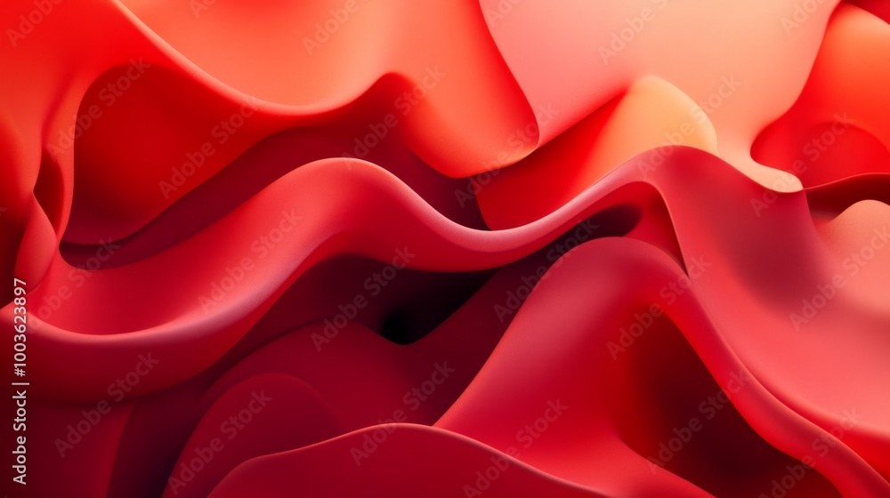 Poster smooth red gradients flowing from bright to deep red, interspersed with abstract, soft-edged forms