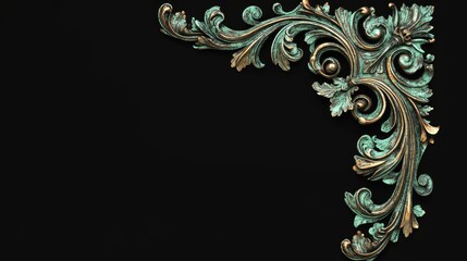 A decorative border of ornate rusty metal with brown patina vines and intricate scrollwork featuring gothic-style ivy leaves and flowers.