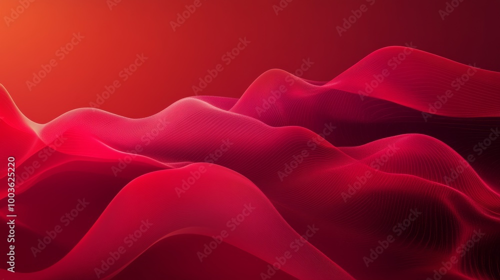 Poster soft red gradients and abstract forms blending together on a deep red background, creating a harmoni