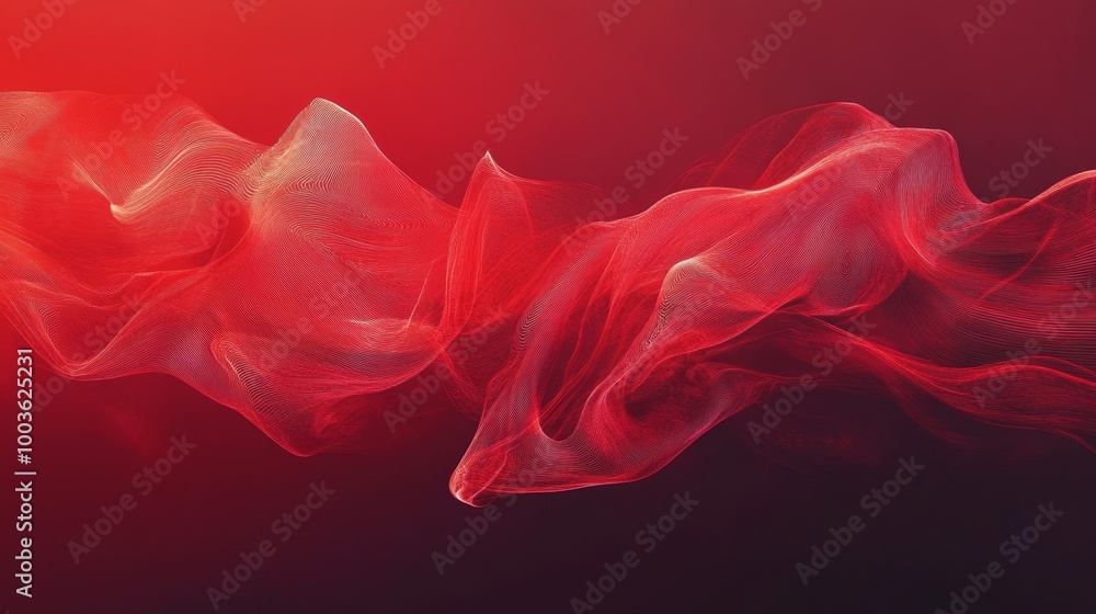 Poster soft red gradients and abstract forms blending together on a deep red background, creating a harmoni