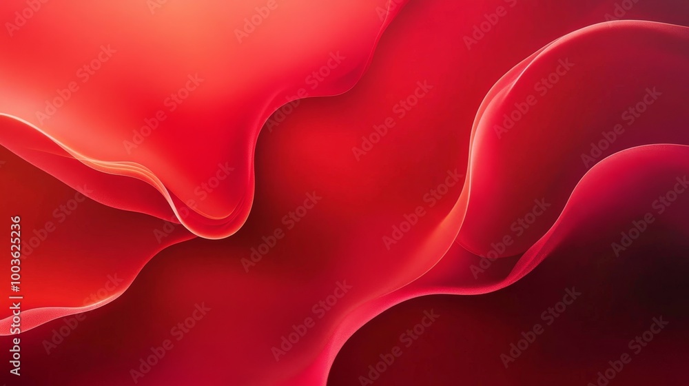 Poster soft red gradients and abstract forms blending together on a deep red background, creating a harmoni