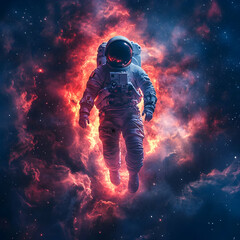 Astronaut in a Cosmic Nebula - 3D Illustration