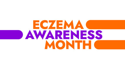 Eczema Awareness Month colorful text typography on white or black background banner illustration great for wishing and celebrating Happy Eczema Awareness Month in October