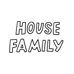House And Family Theme Text Illustration