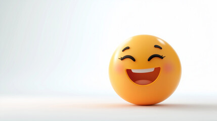 A vibrant yellow smiling emoji, exuding happiness and warmth, perfect for conveying joy in a simple and clean design.