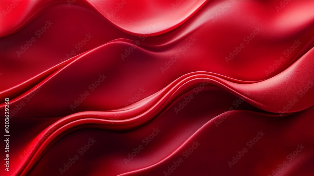 Poster vibrant red waves and curves with a smooth transition to a dark red background, creating a sense of 