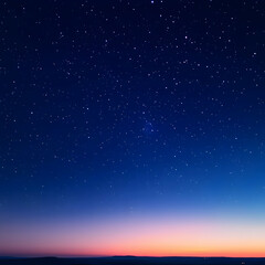 Fototapeta premium Night Sky Illustration with Stars and Pink Sunset Horizon