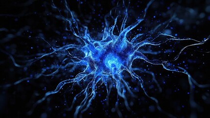 Obraz premium Blue Abstract Concept of Digital Neuron Design