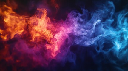 Abstract Colorful Smoke Swirls in Dark Background