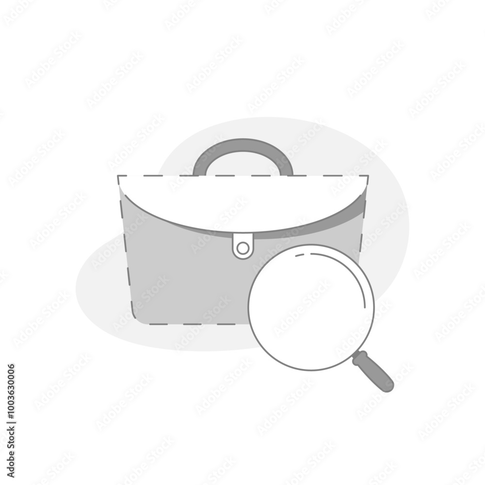 Poster no available, job not found concept illustration with magnifying glass and briefcase. for website pa