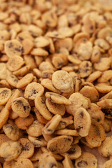 Piled up mini chocolate chip cookies